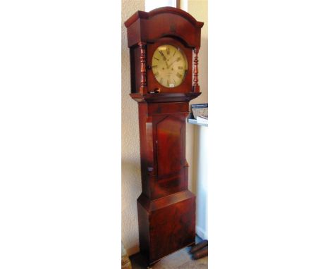 A FIGURED MAHOGANY CASE LONGCASE CLOCK,  with 8-day movement, the painted dial with Roman numerals and subsidiary seconds dia