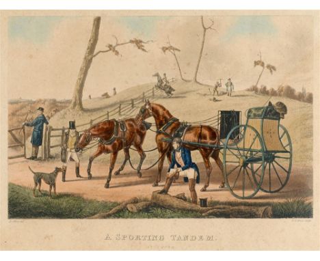 AFTER HENRY ALKEN 'A Sporting Tandem' x 2 and 'A Hunting Phaeton', three titled driving prints, 30 x 40cm