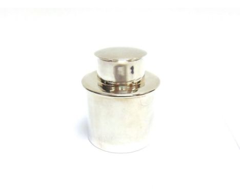 A SILVER EDWARDIAN TEA CADDY by William Neale, Birmingham 1906, of plain cannister form, pull off cover, 7.6cm high, 61g (1.9