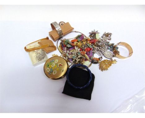 A COLLECTION OF ASSORTED COSTUME JEWELLERY with a few silver items including a Charles Horner bangle, Chester 1944; and a sil