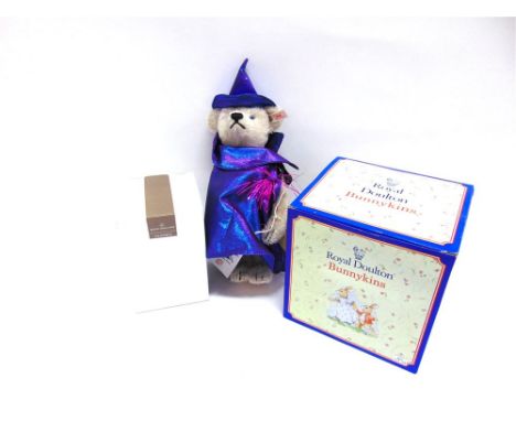 A STEIFF 'MAGICIAN' COLLECTORS TEDDY BEAR limited edition 1100/2000, unboxed; together with a Royal Doulton Bunnykins 'Picnic