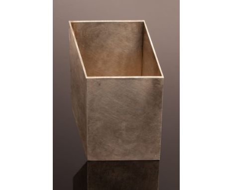 A silver box of geometric cut cube form, Britannia .935 standard, Mary Ann Simmons, London 2009, 12.5cm high approximately 29