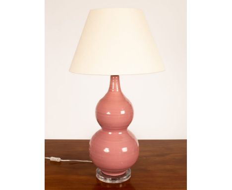 A ceramic table lamp of double gourd shape CONDITION REPORT: Condition information is not usually provided in the description