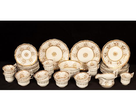 A Spode Copeland china dinner service of thirty-seven pieces, decorated gilt foliage CONDITION REPORT: Pattern 3133. Slop bow