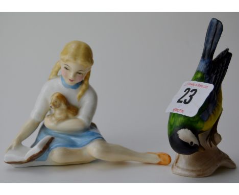 3" ROYAL DOULTON FIGURINE ORNAMENT "MY PET" "HN2238" & 3½" GOEBEL BLUETIT  ORNAMENT