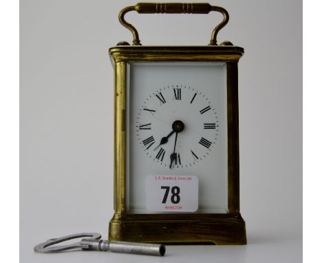 5" HEAVY BRASS CARRIAGE CLOCK WITH KEY