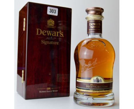 DEWAR`S SIGNATURE BLENDED SCOTCH WHISKY IN POLISHED PRESENTATION BOX.  70CL, 43%