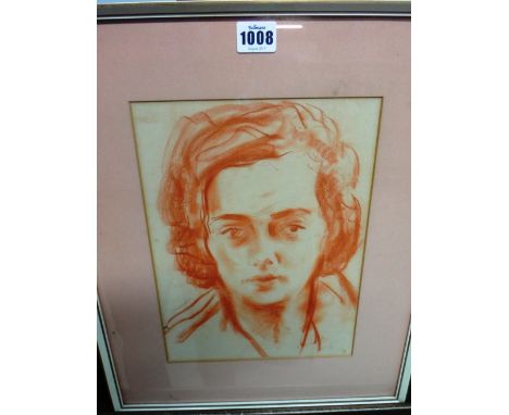 Ronald Ossory Dunlop (1894-1973), Portrait of a lady, sanguine chalk, signed, 29cm x 21cm.