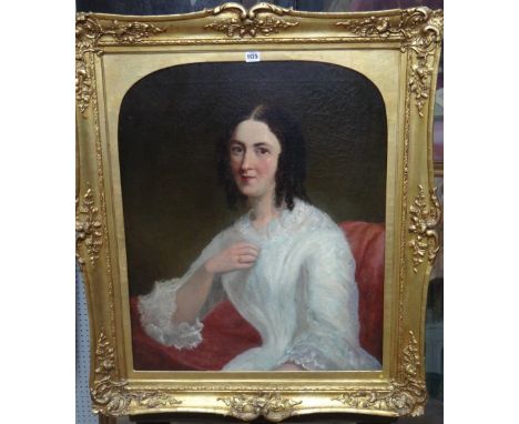English School (19th century), Portrait of a lady, oil on canvas, 75cm x 62cm.