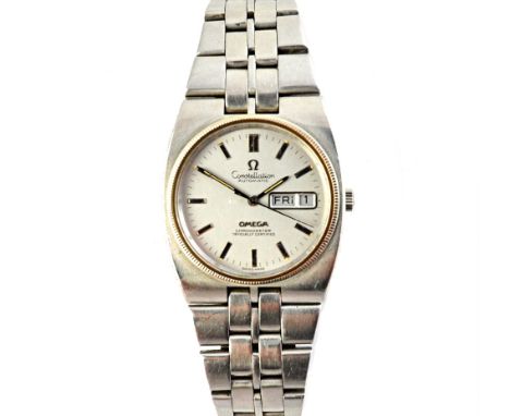 A gentleman's steel Omega Constellation Automatic bracelet wristwatch, the signed circular silvered dial with a day of the we
