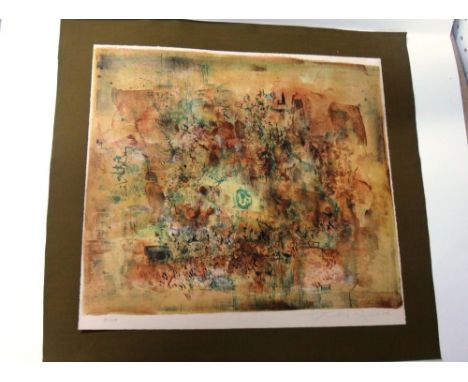 Zao Wou-Ki (1921-2013), Untitled, colour lithograph, signed  and dated '56, numbered 11/150, unframed, 43cm x 49cm.