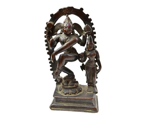 A bronze figure of Siva Nataraja, Southern India, probably 18th century, standing dancing on Apasmarapurusa, the dwarf of ign