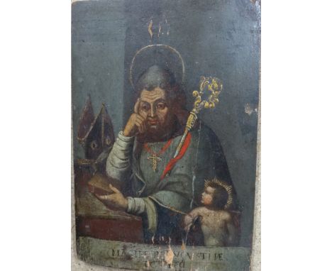Spanish School (18th century), Portrait of a bishop, oil on panel, unframed, 19cm x 12.5cm.