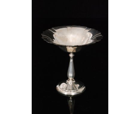 An American Sterling silver tazza with circular shaped bowl to baluster stem and circular weighted foot, height 16cm, stamped