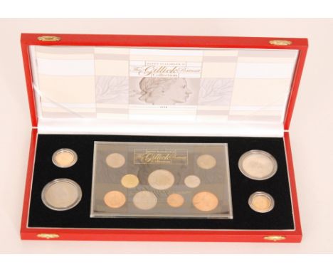 Elizabeth II - The Gillick portrait collection thirteen coin set including two sovereigns 1957 and 1968, cased.