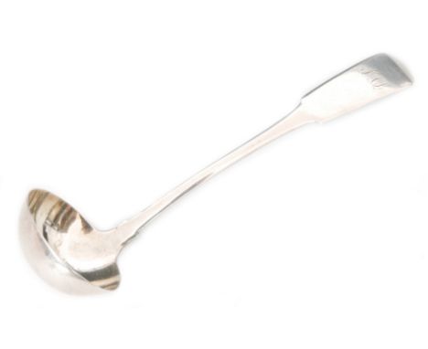 A Scottish provincial silver fiddle pattern toddy ladle with engraved initials JAS to terminal, length 16cm, Inverness circa 