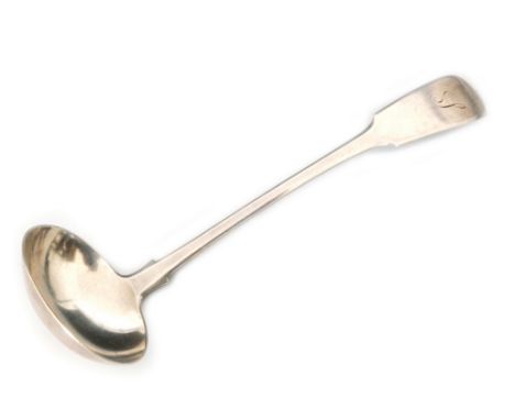 A Scottish provincial silver fiddle pattern toddy ladle engraved initial J to terminal,  length 16cm, possibly Ellon, John Ma