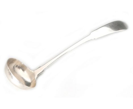 A Scottish provincial silver fiddle pattern toddy ladle, length 15cm, Arbroath 1835 - 1850, Andrew Davidson.   