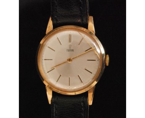A 1960s gentleman's manual wind Rolex Tudor wristwatch, the circular silvered dial with raised gilt baton markers, dial diame