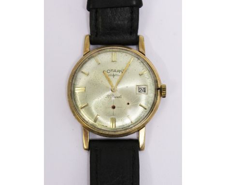 A 9ct gold Rotary wristwatch with leather strap