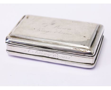 A George III silver snuff box. John Shaw Birm. 1813. L7.5cm