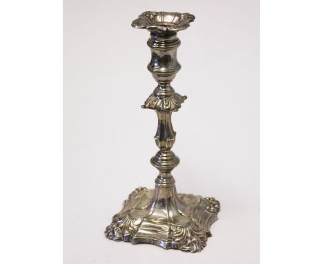 A hallmarked silver candlestick. H23cm
