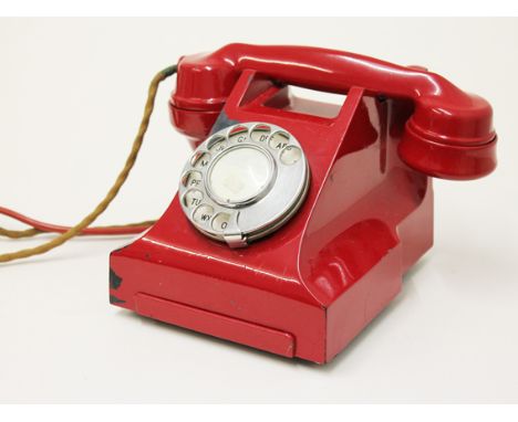 A vintage red telephone