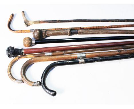 A group of eight vintage walking sticks