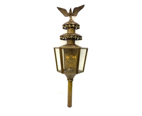 Vintage brass outdoor carriage light, height 26 inches