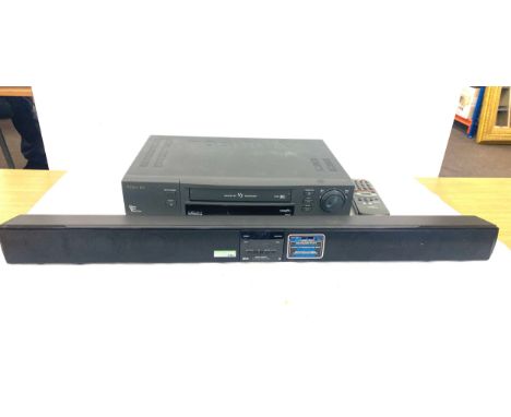 Toshiba vhs player v/858b cassette recorder, sharp sound bar htsb200, untested no leads