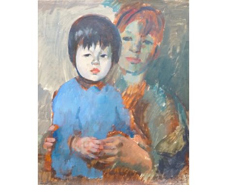 Circle of Robert Henri (American, 1865-1929) Portrait of a mother and childoil on canvasbears signature61 x 50cm, unframed