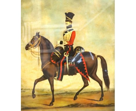 A set of four reverse prints on glass, 'Officers of the British Army', 60 x 46cm