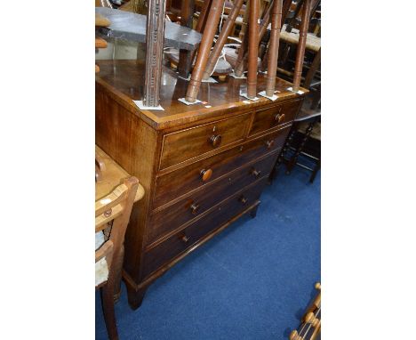 AN EDWARDIAN MAHOGANY CROSSBANDED CHEST, of two short and three long drawers, approximate size width 108cm x depth 55cm x hei