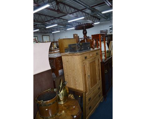 A NEST OF TABLES, magazine rack, side table, wine table, jam pan, fender, lamp, two log bins and four mirrors (13) (all proce