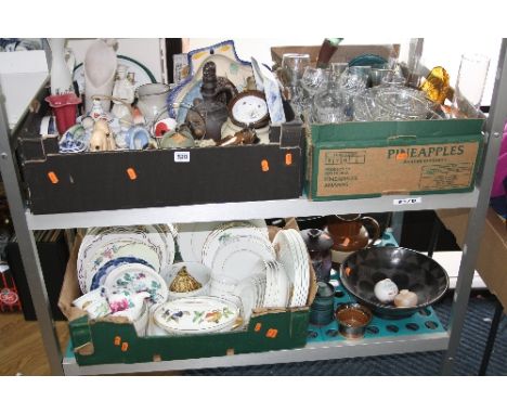 THREE BOXES OF CERAMICS AND GLASSWARE, including Royal Worcester 'Evesham', Wedgwood, etc (three boxes and loose)