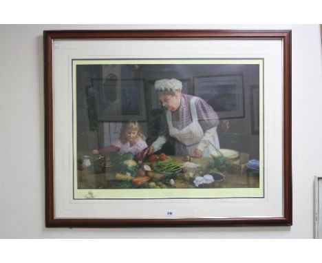 AFTER DAVID SHEPHERD 'GRANNY'S KITCHEN', a colour limited edition print, no 132/1500, blind stamp for Solomon & Whitehead, si