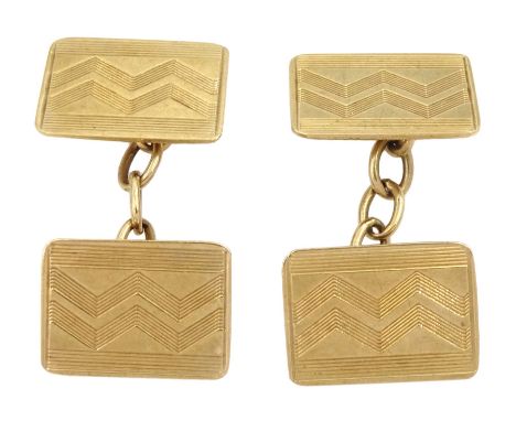 Pair of 9ct gold cufflinks, with engine turned decoration, Birmingham 1932Condition Report:Approx 4.7gm