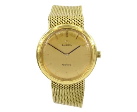 Omega Meister 18ct gold manual wind wristwatch, Cal. 620, Ref. 111.035, stamped 18K with Helvetia hallmark, on integrated 18c