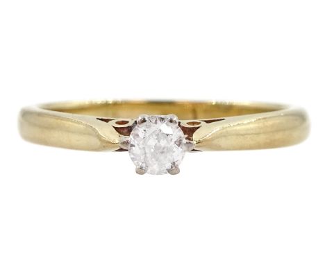 9ct gold single stone old cut diamond ring, Sheffield 2009, diamond approx 0.25 caratCondition Report:Approx 3.05gm, size R, 