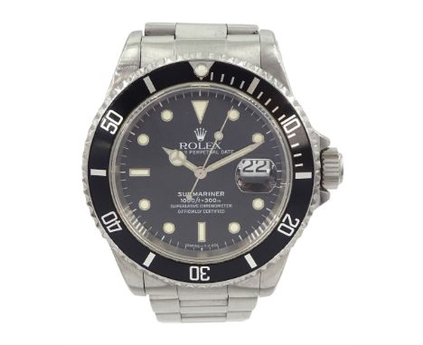 Rolex Oyster Perpetual Date Submariner gentleman's stainless steel automatic wristwatch, circa 1993, Ref. 16610, Serial No. S