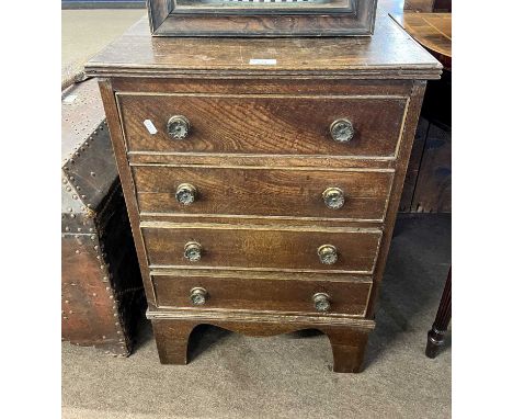 Small Georgian oak four drawer chest raised on bracket feet, 50cm wide