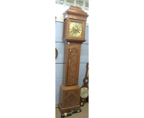 Smith, Mccles (Macclesfield), 18th century and later brass faced longcase clock with 8-day movement, set in an oak case with 