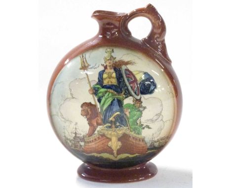 Royal Doulton Dewars whisky flask featuring an image of Britannia to the frontLot 446 in good condition