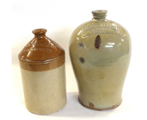 Two stoneware flagons, one marked 'Doubleday Gosburten', (handle lacking), the other marked 'James Clark &amp; Sons, Worlingw