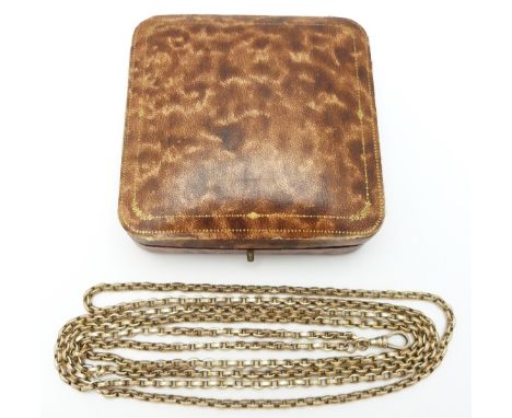 A 9ct gold guard chain in vintage box, 82cm drop, 51.8g