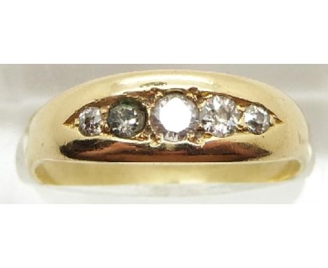 Victorian 18ct gold ring set with diamonds and paste, 4.1g, size R