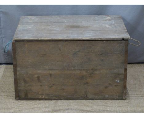 Large wooden trunk or storage box, width 84cm