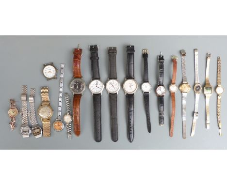 Eighteen various ladies and gentleman's wristwatches Rotary, 9ct gold ladies example etc