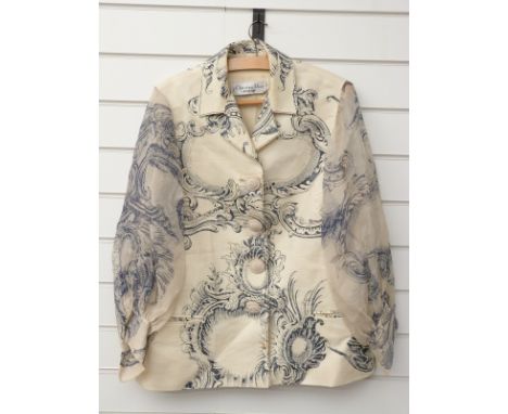 Vintage Christian Dior Boutique linen jacket with grosgrain buttons and chiffon sleeves