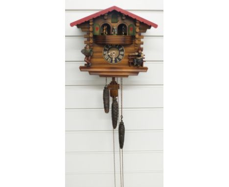 Three train German cuckoo clock with musical dancers feature&nbsp;